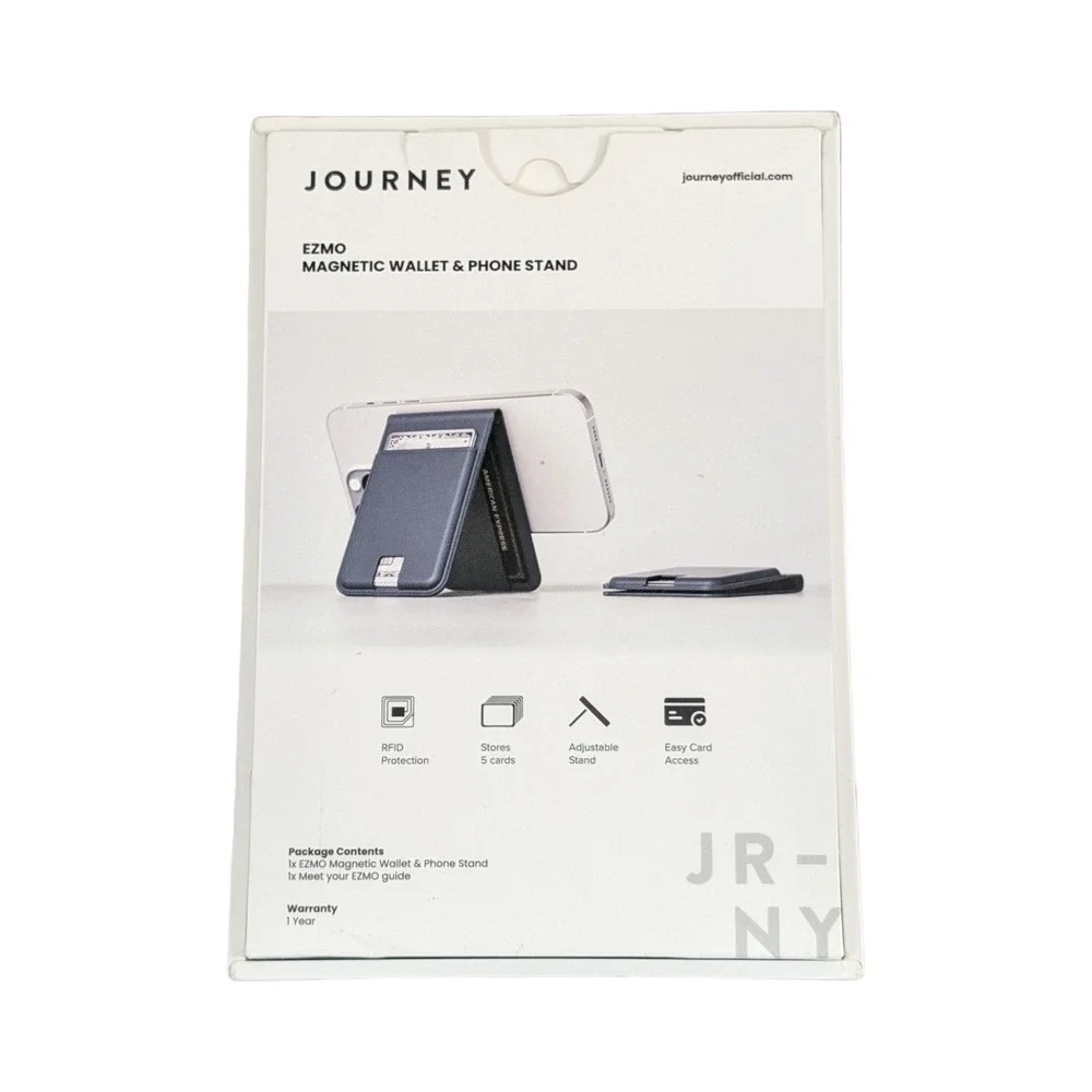 G8O GENUINE‎ JOURNEY EZMO MagSafe Wallet & Phone Stand Navy Blue OPEN BOX NEW!